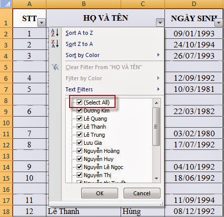 xoa dong trong trong excel