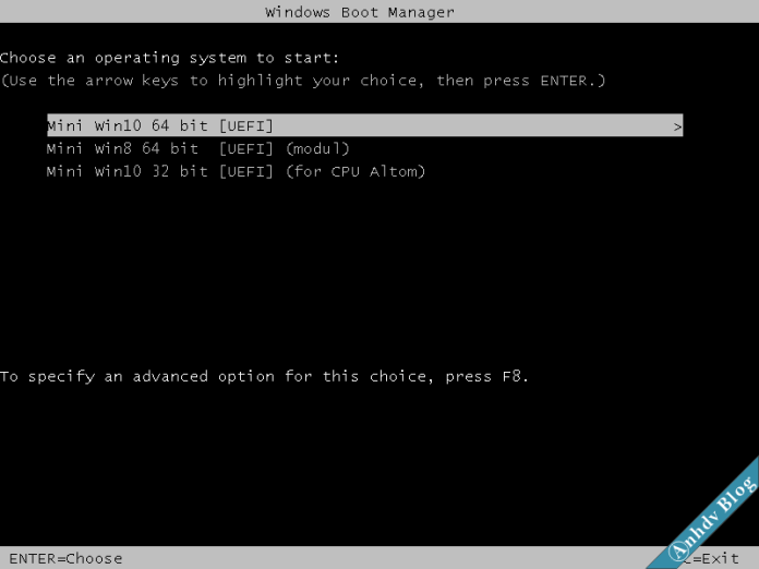 Boot Mini Windows 10 UEFI để cài Win UEFI